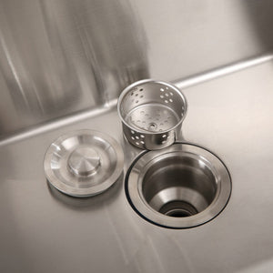 English Elm 24in Brushed Stainless Steel Utility Sink with Tall Faucet and Noise Dampening Pads D16389171