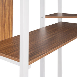 English Elm Twin Metal Loft Bed with Integrated Desk and Shelves for Kids Study Space White MF291671AAK