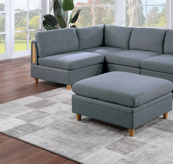English Elm Contemporary 6-Piece Modular Sectional Set In Steel Grey Dorris Fabric - Versatile & Stylish Comfort B011S00482