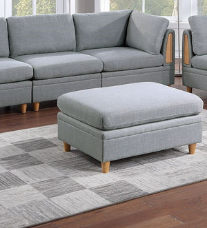 English Elm Living Room Ottoman Light Grey Dorris Fabric Cocktail Ottoman Plush Modular Seat Wooden Legs, Stylish Comfort B01147399