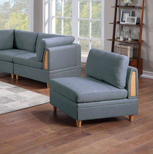 English Elm Living Corner Sofa Wedge in Steel Dorris Fabric — Contemporary Wooden Legs, Plush Modular Comfort Grey Mix 16.5 L x 30.3 W x 36.6 H B01147402