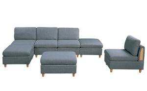 English Elm Living Corner Sofa Wedge in Steel Dorris Fabric — Contemporary Wooden Legs, Plush Modular Comfort Grey Mix 16.5 L x 30.3 W x 36.6 H B01147402