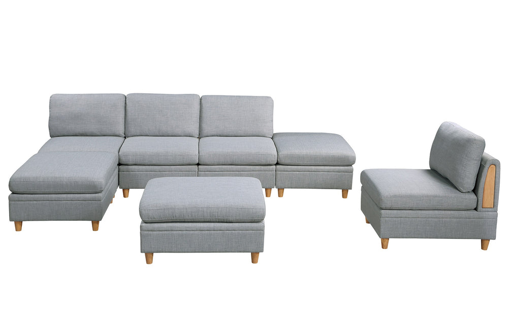 English Elm Living Room Ottoman Light Grey Dorris Fabric Cocktail Ottoman Plush Modular Seat Wooden Legs, Stylish Comfort B01147399