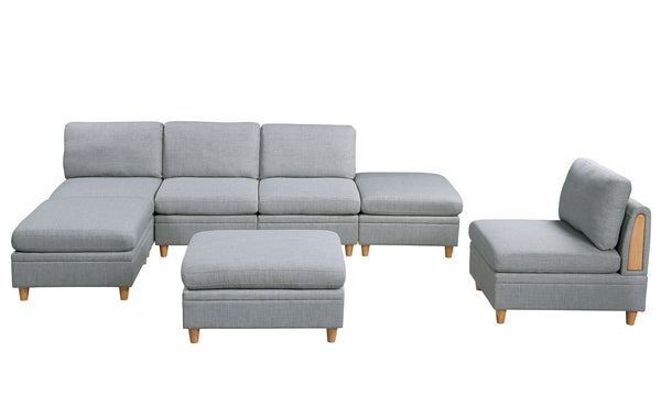 English Elm Living Dorris Fabric Corner Wedge Sofa — Plush Modern Modular Sectional with Wooden Legs, Cozy Cushion LIGHT GREY 20.1 L x 36.6 W x 36.6 H B01147397