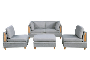 English Elm Living Dorris Fabric Corner Wedge Sofa — Plush Modern Modular Sectional with Wooden Legs, Cozy Cushion LIGHT GREY 20.1 L x 36.6 W x 36.6 H B01147397