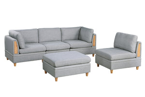 English Elm Living Dorris Fabric Corner Wedge Sofa — Plush Modern Modular Sectional with Wooden Legs, Cozy Cushion LIGHT GREY 20.1 L x 36.6 W x 36.6 H B01147397