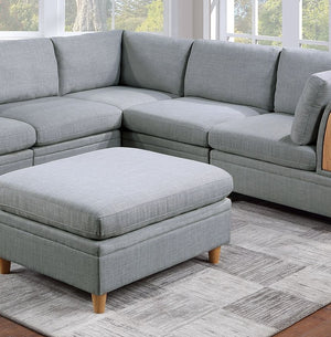 English Elm Living Room Furniture 6-Piece Modular Sofa Set In Light Grey Dorris Fabric - Versatile & Stylish Comfort B011S00475