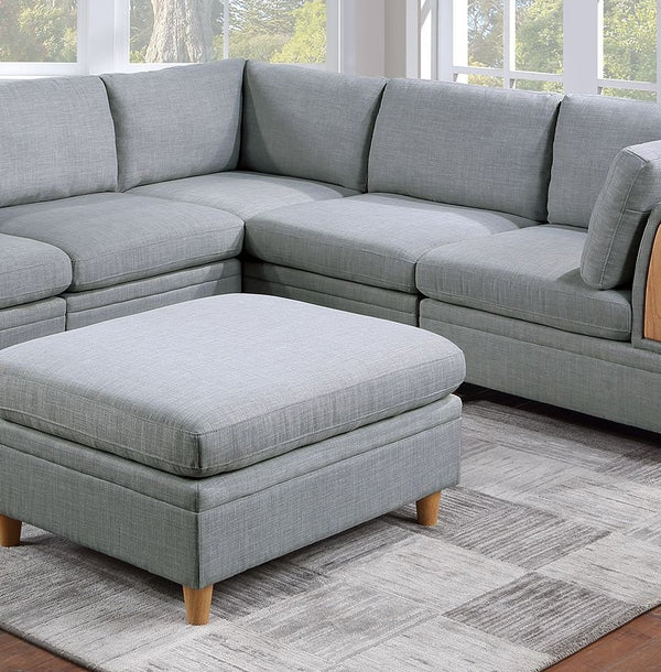 English Elm Living Room Furniture 6-Piece Modular Sofa Set In Light Grey Dorris Fabric - Versatile & Stylish Comfort B011S00475