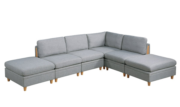 English Elm Living Dorris Fabric Corner Wedge Sofa — Plush Modern Modular Sectional with Wooden Legs, Cozy Cushion LIGHT GREY 20.1 L x 36.6 W x 36.6 H B01147397
