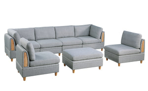 English Elm Living Dorris Fabric Corner Wedge Sofa — Plush Modern Modular Sectional with Wooden Legs, Cozy Cushion LIGHT GREY 20.1 L x 36.6 W x 36.6 H B01147397