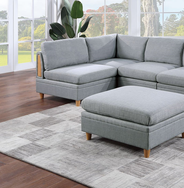 English Elm Living Room Ottoman Light Grey Dorris Fabric Cocktail Ottoman Plush Modular Seat Wooden Legs, Stylish Comfort B01147399