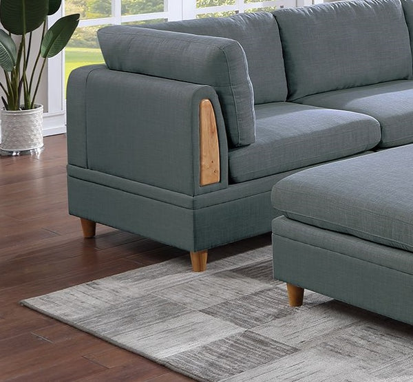 English Elm Living Corner Sofa Wedge in Steel Dorris Fabric — Contemporary Wooden Legs, Plush Modular Comfort Grey Mix 20.1 L x 36.6 W x 36.6 H B01147401