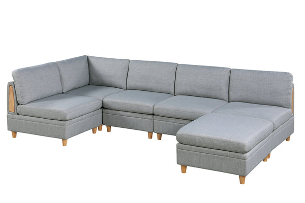English Elm Living Dorris Fabric Corner Wedge Sofa — Plush Modern Modular Sectional with Wooden Legs, Cozy Cushion LIGHT GREY 20.1 L x 36.6 W x 36.6 H B01147397
