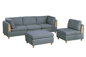 English Elm Living Corner Sofa Wedge in Steel Dorris Fabric — Contemporary Wooden Legs, Plush Modular Comfort Grey Mix 16.5 L x 30.3 W x 36.6 H B01147402