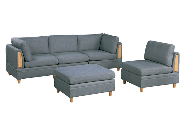 English Elm Living Corner Sofa Wedge in Steel Dorris Fabric — Contemporary Wooden Legs, Plush Modular Comfort Grey Mix 16.5 L x 30.3 W x 36.6 H B01147402