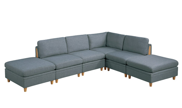 English Elm Living Corner Sofa Wedge in Steel Dorris Fabric — Contemporary Wooden Legs, Plush Modular Comfort Grey Mix 16.5 L x 30.3 W x 36.6 H B01147402