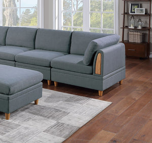 English Elm Living Corner Sofa Wedge in Steel Dorris Fabric — Contemporary Wooden Legs, Plush Modular Comfort Grey Mix 16.5 L x 30.3 W x 36.6 H B01147402