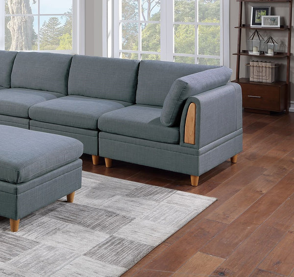 English Elm Living Corner Sofa Wedge in Steel Dorris Fabric — Contemporary Wooden Legs, Plush Modular Comfort Grey Mix 16.5 L x 30.3 W x 36.6 H B01147402