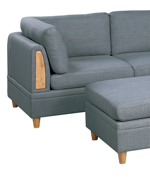 English Elm Contemporary 5-Piece Modular Sectional Set In Steel Grey Fabric - Perfect For Versatile Living Spaces! B011S00484