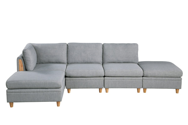 English Elm Living Dorris Fabric Corner Wedge Sofa — Plush Modern Modular Sectional with Wooden Legs, Cozy Cushion LIGHT GREY 20.1 L x 36.6 W x 36.6 H B01147397