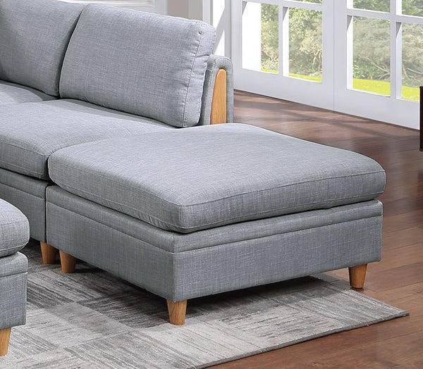 English Elm Living Room Furniture 6Pc Modular Sofa Set In Light Grey Dorris Fabric - Versatile & Stylish Seating B011S00477