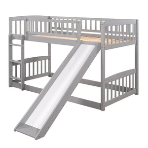 English Elm Bunk Bed Twin Over Pine Frame with Slide Fence and Ladder for Kids Rooms Grey LT000082AAE