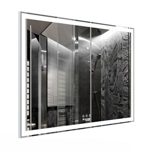 English Elm 60x40 LED Bathroom Mirror with Aluminum Frame, IP44 Waterproof, 3-Mode Touch Dimmable Light Strip W708115602