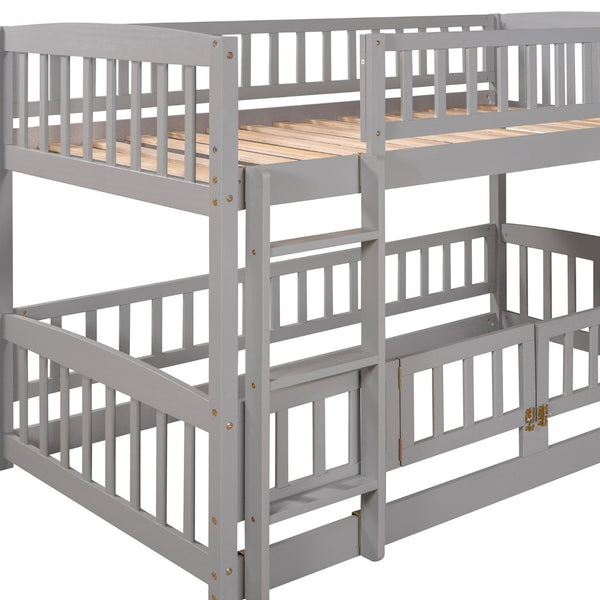 English Elm Bunk Bed Twin Over Pine Frame with Slide Fence and Ladder for Kids Rooms Grey LT000082AAE
