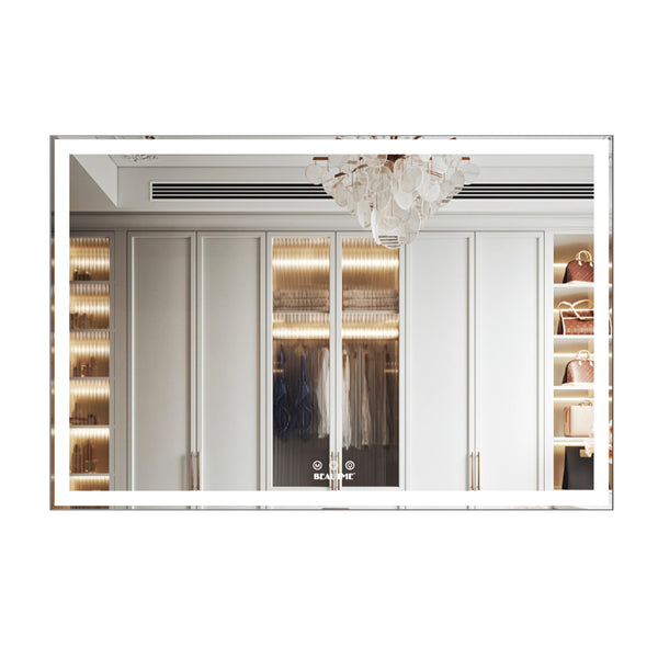 English Elm 60x40 LED Bathroom Mirror with Aluminum Frame, IP44 Waterproof, 3-Mode Touch Dimmable Light Strip W708115602