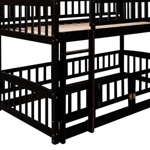 English Elm Bunk Bed Twin Over Pine Frame with Slide Fence and Ladder for Kids Rooms Espresso LT000082AAP