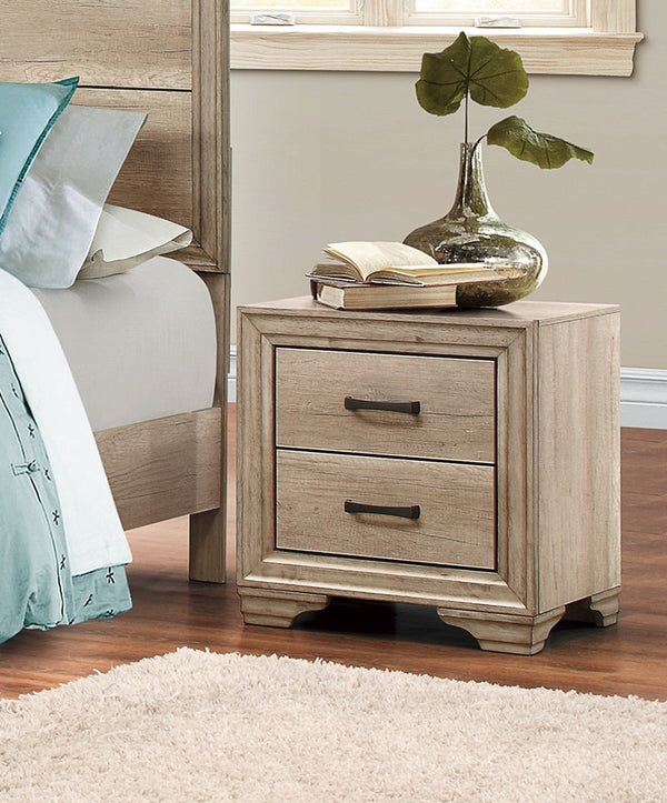 English Elm Contemporary Rustic Nightstand Melamine Laminate 1-Drawer 2-Compartment Bedside Table 22x16x23.5" B01147611