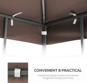 English Elm 10x10 Ft Double Tiered Gazebo Replacement Canopy Uv Resistant Polyester Outdoor Cover Coffee W41939705