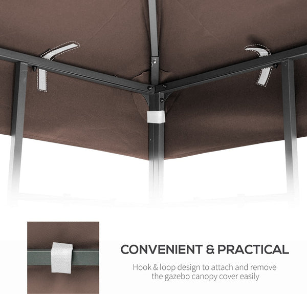 English Elm 10x10 Ft Double Tiered Gazebo Replacement Canopy Uv Resistant Polyester Outdoor Cover Coffee W41939705