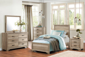 English Elm Contemporary Rustic-Modern Full Bed in Weathered Melamine Finish with Sturdy Wood-Inspired Design and Low Profile Natural 45.75 L x 33.5 W x 4 H B011S00239