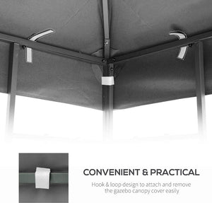 English Elm 10x10 Ft Double Tiered Gazebo Replacement Canopy Uv Resistant Polyester Outdoor Cover Gray W41939706
