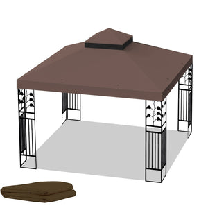English Elm 10x10 Ft Double Tiered Gazebo Replacement Canopy Uv Resistant Polyester Outdoor Cover Coffee W41939705
