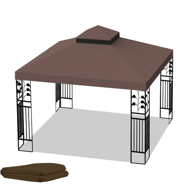 English Elm 10x10 Ft Double Tiered Gazebo Replacement Canopy Uv Resistant Polyester Outdoor Cover Coffee W41939705