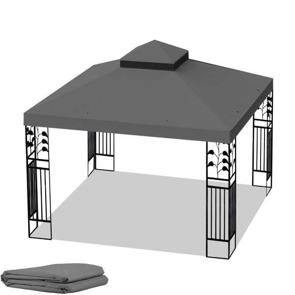 English Elm 10x10 Ft Double Tiered Gazebo Replacement Canopy Uv Resistant Polyester Outdoor Cover Gray W41939706