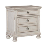 Transitional White Finish Nightstand with Hidden Drawer, Bun Feet - Bedroom Furniture