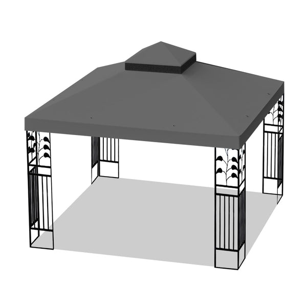 English Elm 10x10 Ft Double Tiered Gazebo Replacement Canopy Uv Resistant Polyester Outdoor Cover Gray W41939706