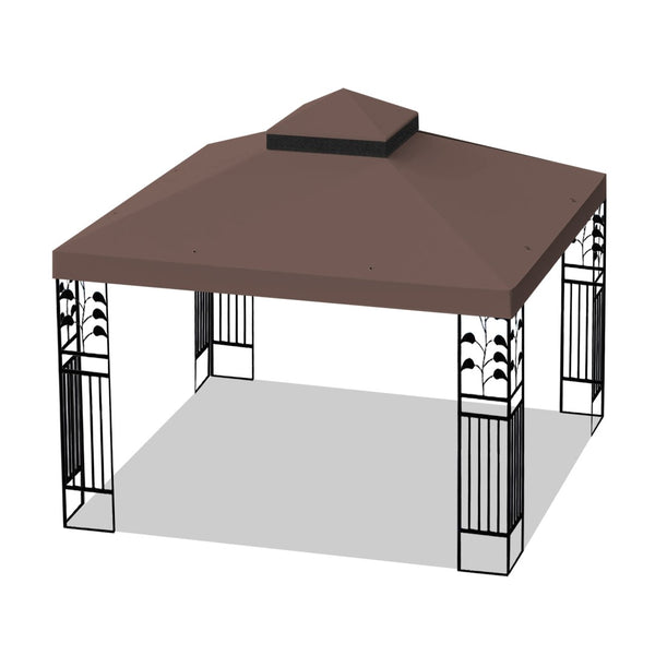 English Elm 10x10 Ft Double Tiered Gazebo Replacement Canopy Uv Resistant Polyester Outdoor Cover Coffee W41939705