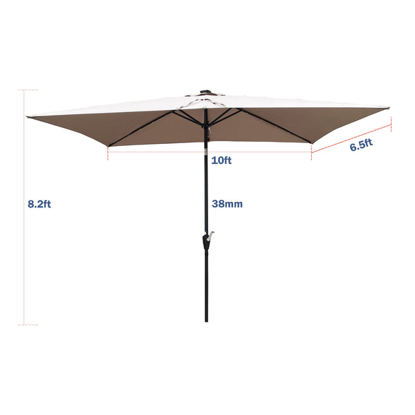 English Elm 10 10x6.5ft Solar LED Patio Umbrella with 26 Lights, Crank Lift, Push-Button Tilt, UV40+ Protection Mushroom W65642333