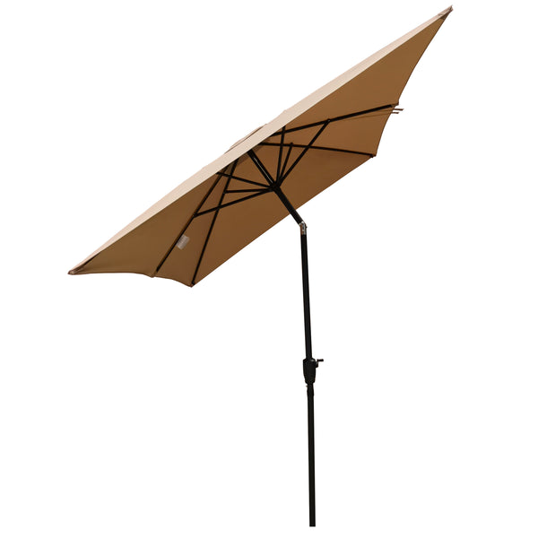 English Elm 6 9x6ft Rectangular Patio Umbrella with Crank & Tilt, Waterproof Polyester Canopy, UPF40+ Weather-Resistant Shade Brown W65642347