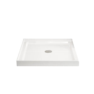 English Elm Goodyo Square Acrylic Shower Pan with Centered Drain Anti-slip Single Threshold Base D163148184