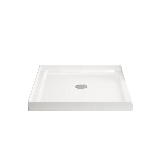 English Elm Goodyo Square Acrylic Shower Pan with Centered Drain Anti-slip Single Threshold Base D163148184