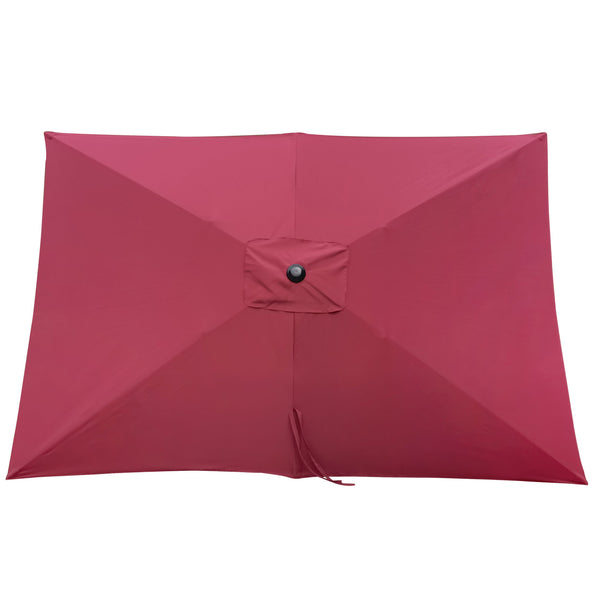 English Elm 6 9x6ft Rectangular Patio Umbrella with Crank & Tilt, Waterproof Polyester Canopy, UPF40+ Weather-Resistant Shade Burgundy W65642342