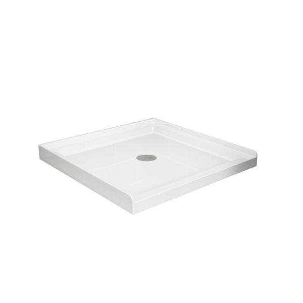 English Elm Goodyo Square Acrylic Shower Pan with Centered Drain Anti-slip Single Threshold Base D163148184