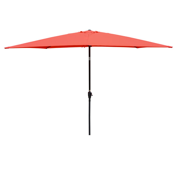 English Elm 6 9x6ft Rectangular Patio Umbrella with Crank & Tilt, Waterproof Polyester Canopy, UPF40+ Weather-Resistant Shade Brick red W65642348