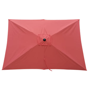 English Elm 6 9x6ft Rectangular Patio Umbrella with Crank & Tilt, Waterproof Polyester Canopy, UPF40+ Weather-Resistant Shade Brick red W65642348