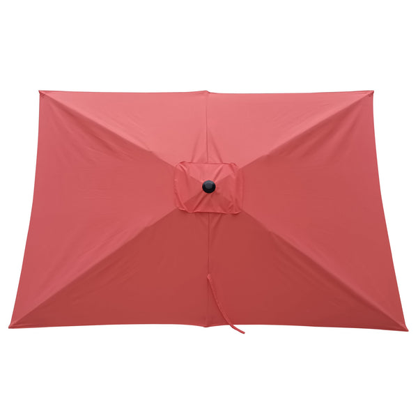 English Elm 6 9x6ft Rectangular Patio Umbrella with Crank & Tilt, Waterproof Polyester Canopy, UPF40+ Weather-Resistant Shade Brick red W65642348